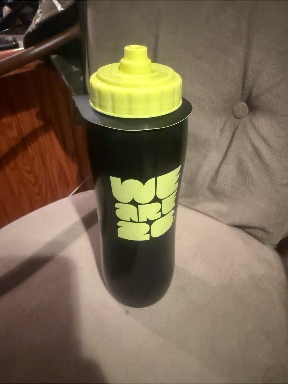 Unbranded Black Sports Water Bottle with Neon Yellow Lid
